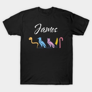 JAMES-American names in hieroglyphic letters-James, name in a Pharaonic Khartouch-Hieroglyphic pharaonic names T-Shirt